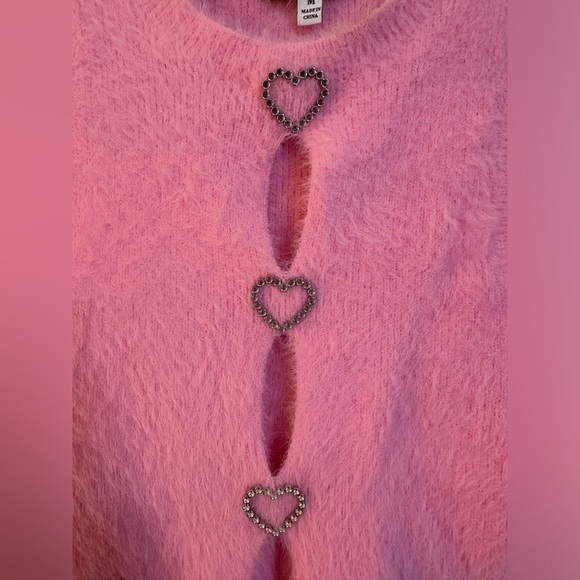 Hot Garbage Pink Heart Rinestone Crop Top - Picture 5 of 6